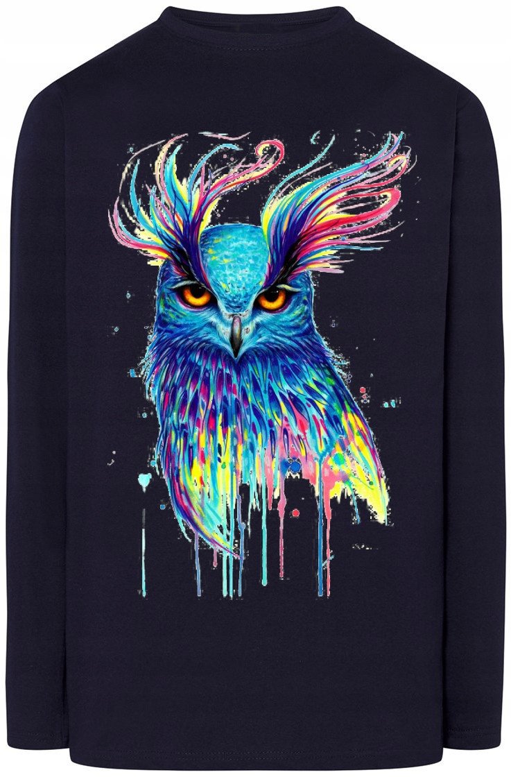 Sowa kolorowa Męski Longsleeve Modny Rozm.4XL
