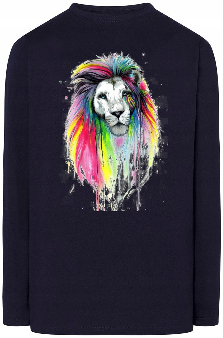 Longsleeve męski nadruk Kolorowy LewModny Rozm.XXL