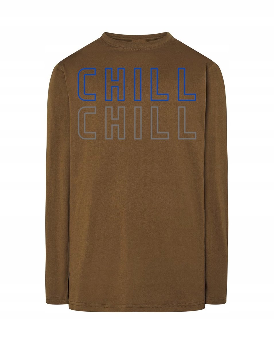 Longsleeve męski fajny nadruk napis CHILL r.L