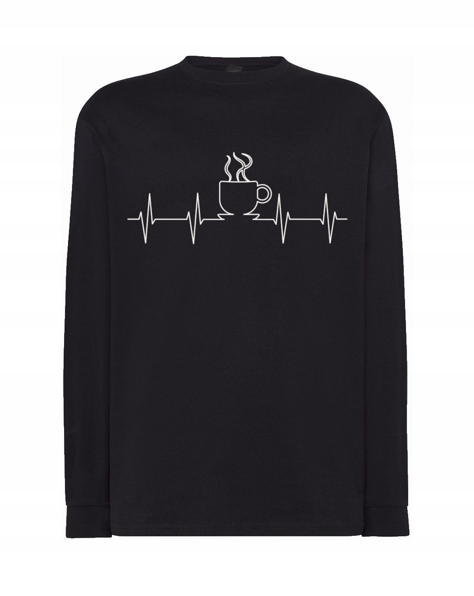 Longsleeve męski nadruk EKG bicie KAWA r.M
