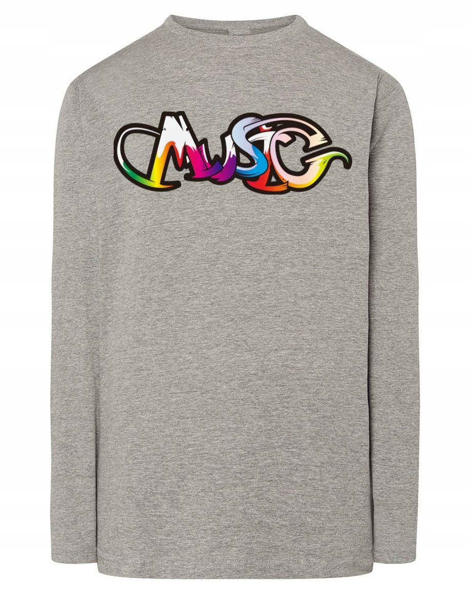 Longsleeve męski nadruk napis Music Muzyka r.M