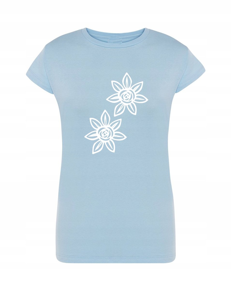 T-Shirt damski wakacyjny nadruk Kwiatki r.M