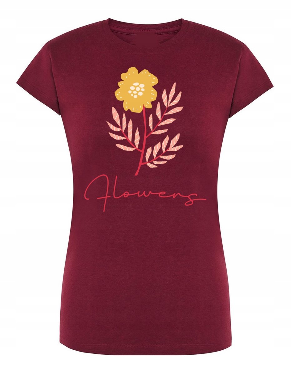 T-Shirt damski modny nadruk Flowers Kwiaty r.XL