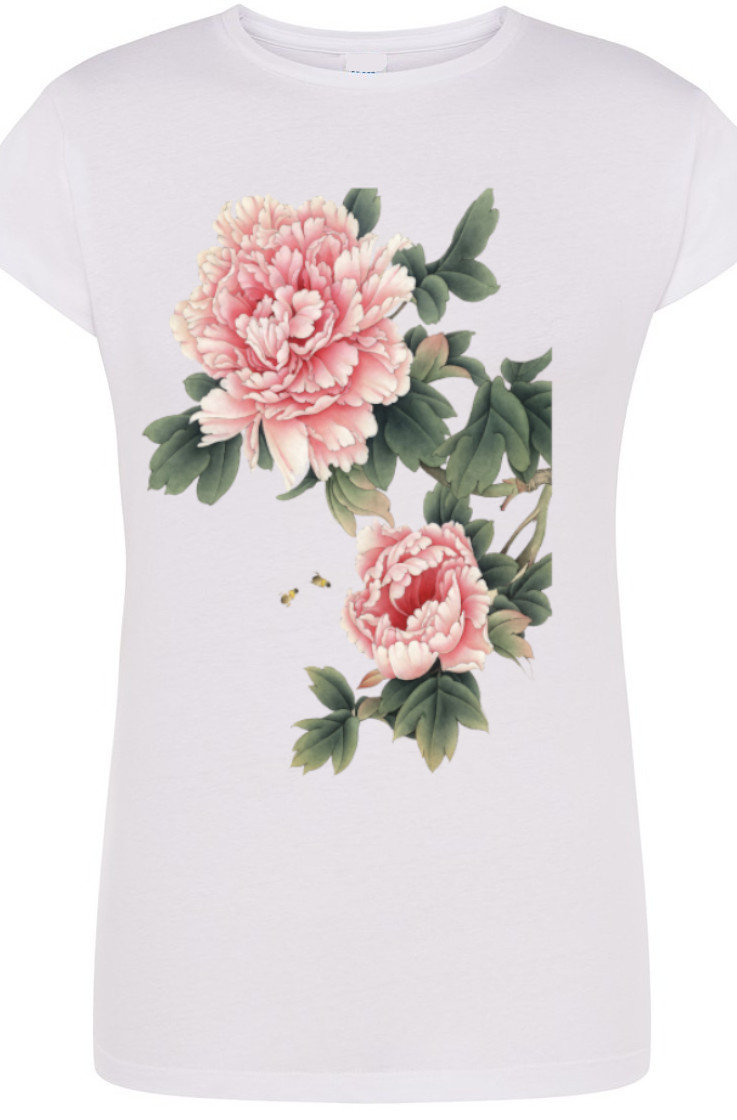 T-Shirt Damski Modny Kwiaty Nadruk Rozm.S