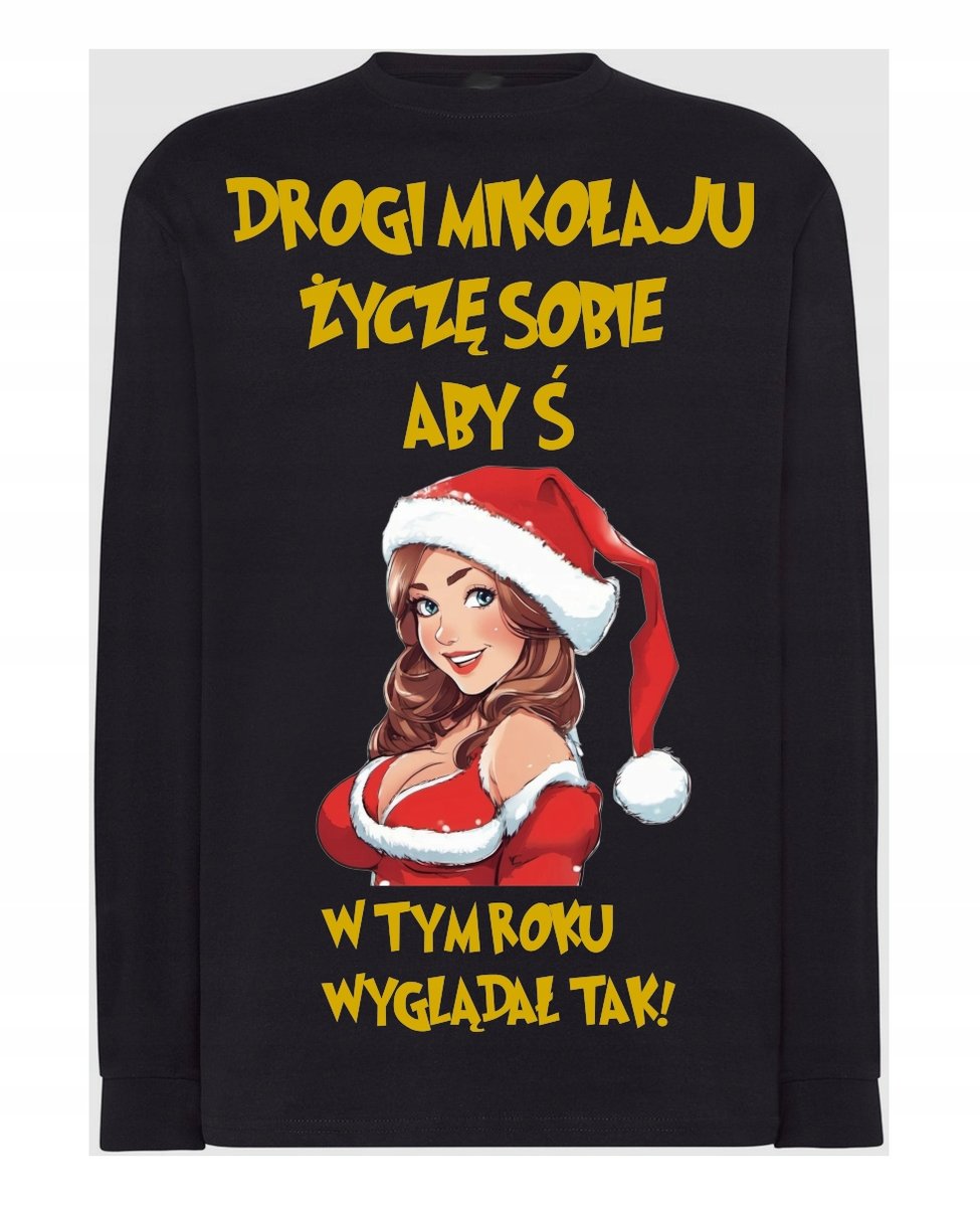 Longsleeve męski Świąteczny Drogi Mikołaju Życzę Sobie r.M