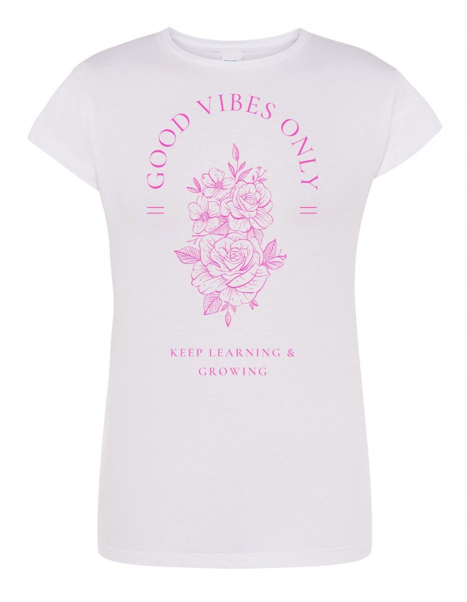 T-Shirt damski nadruk Good Vibes Only KWIATY r.L