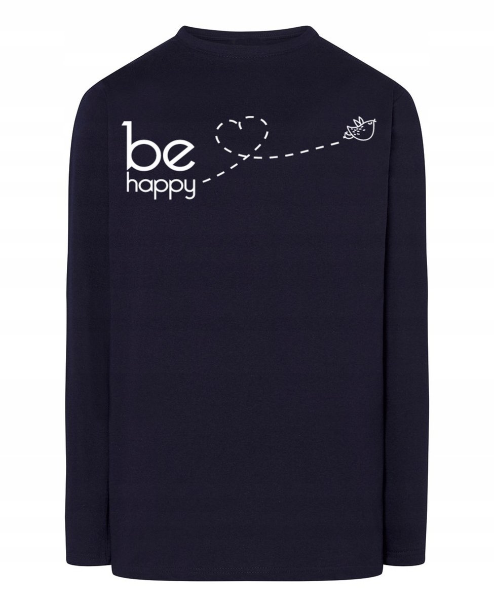 Longsleeve męski fajny nadruk Be Happy r.3XL