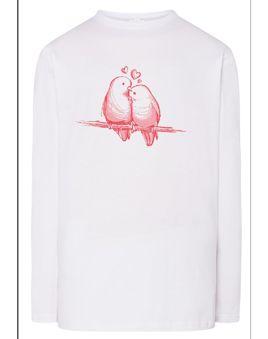 Walentynki Longsleeve nadruk Ptaki Miłość r.L