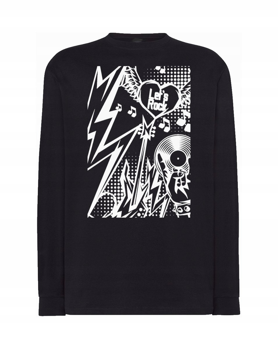 Longsleeve rockowy nadruk Let's Rock r.XL