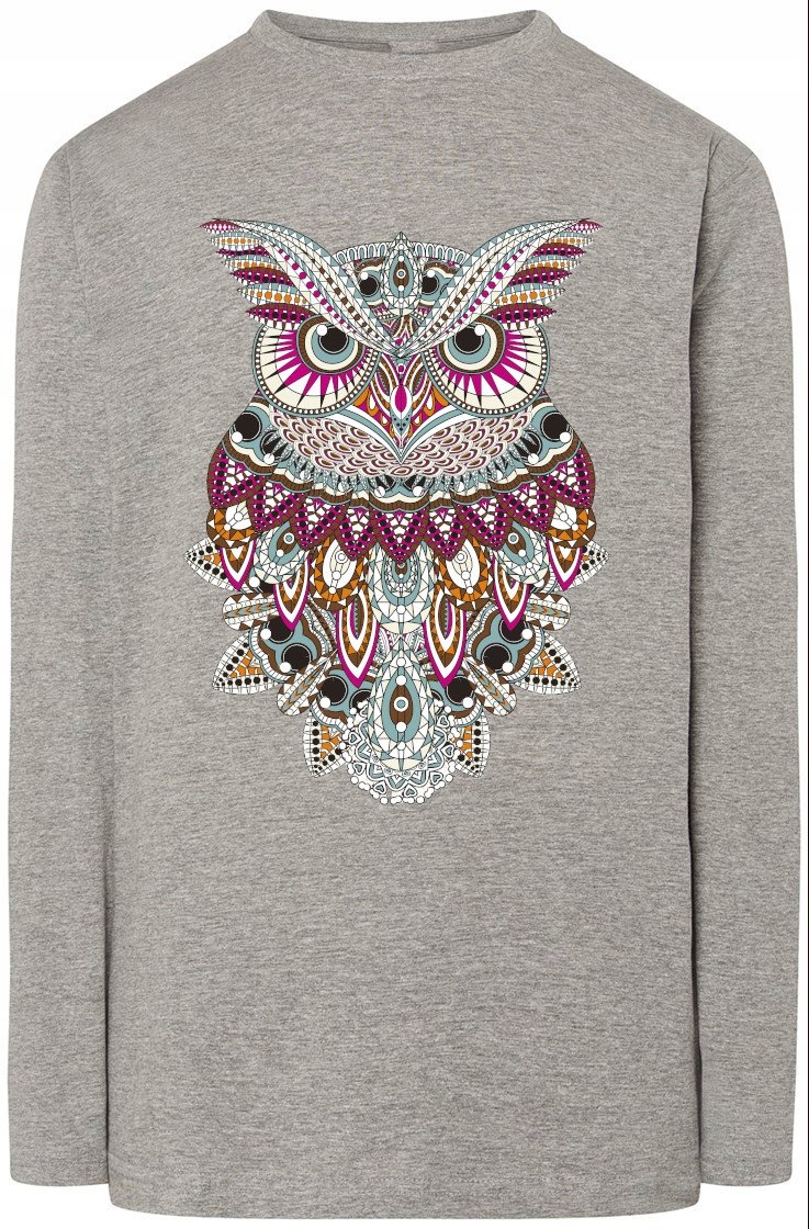 Longsleeve Męski Modna Sowa Kolor Nadruk Rozm.XS