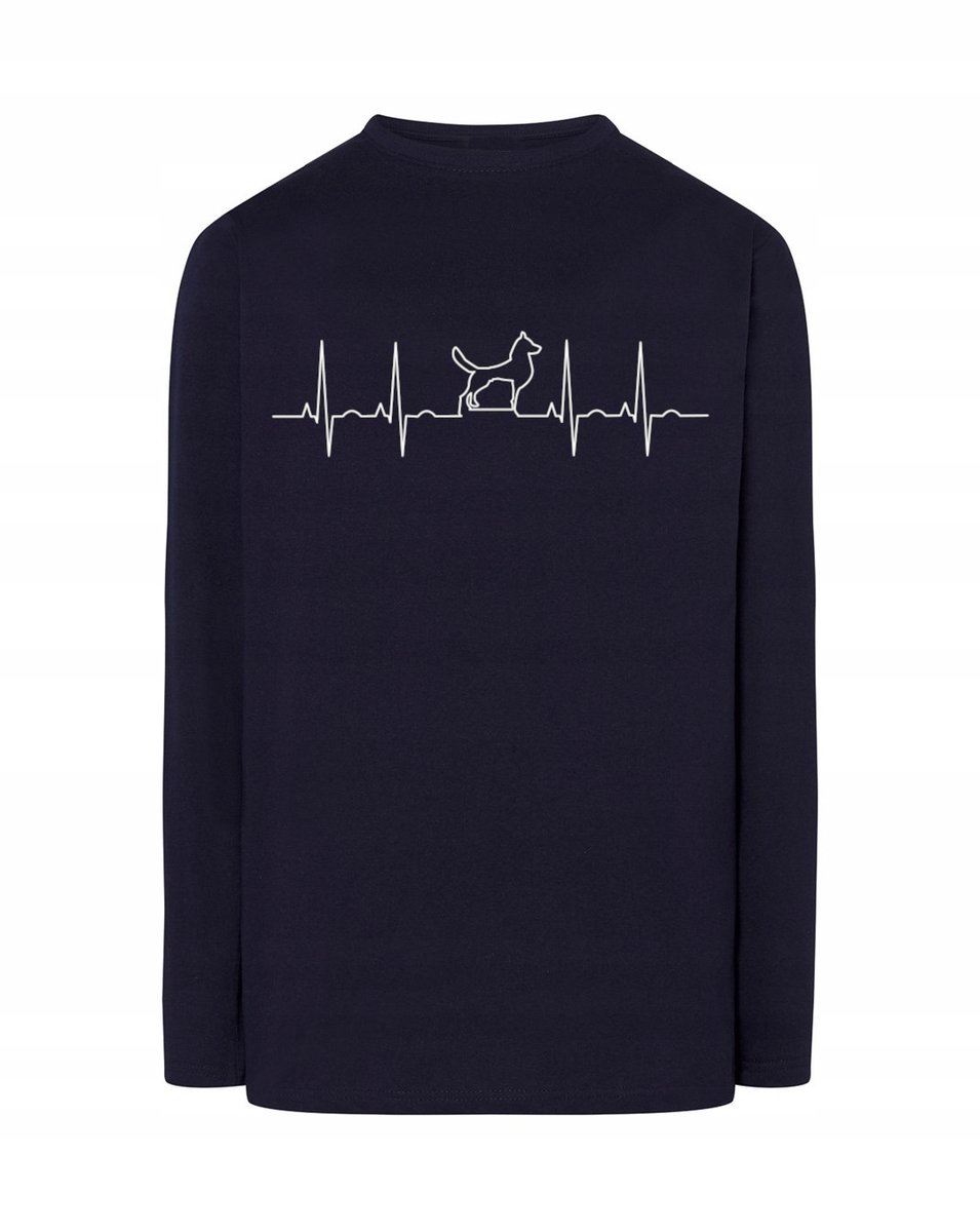 Longsleeve męski nadruk EKG bicie PIES r.L