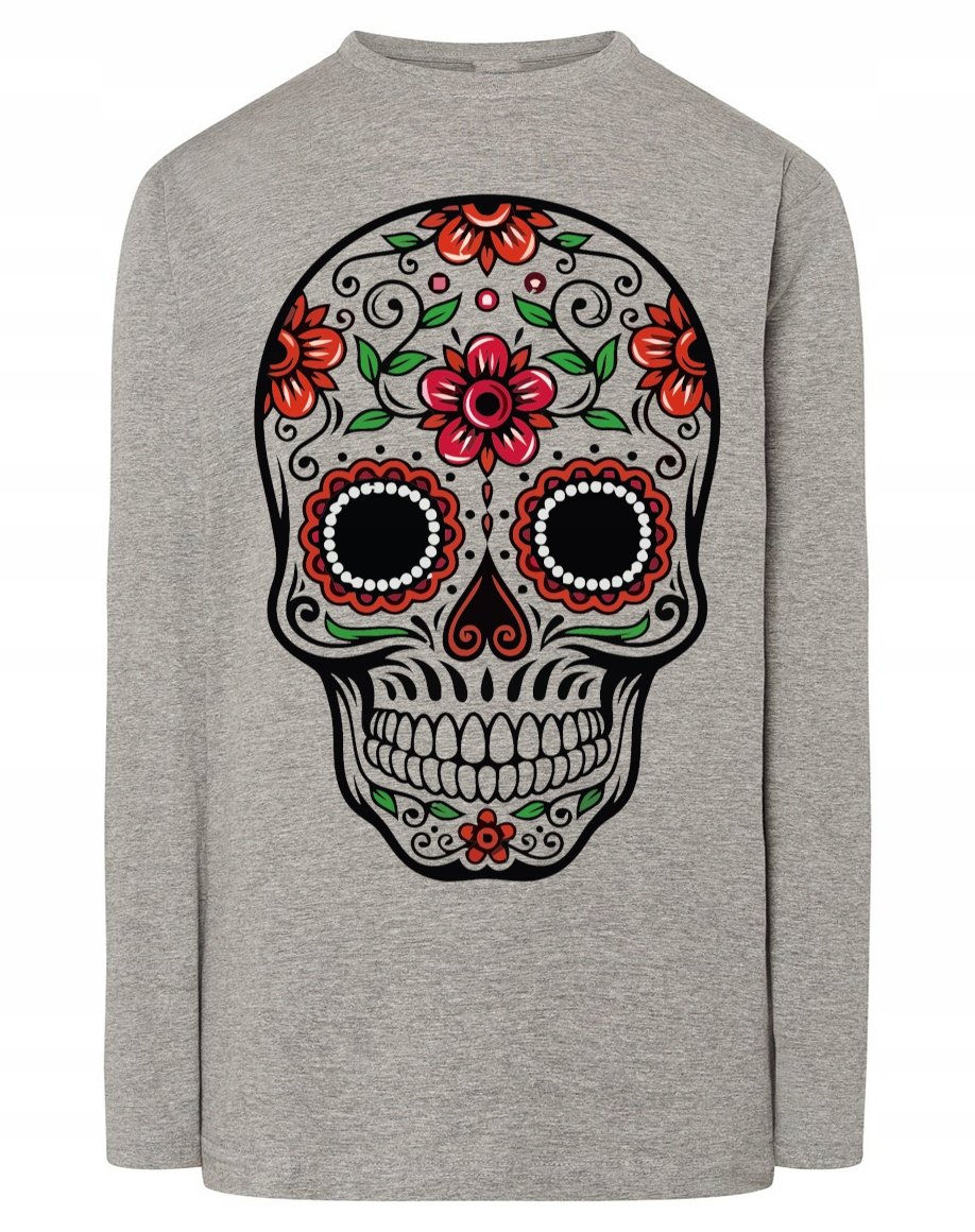 Longsleeve męski nadruk kolorowa czaszka r.S