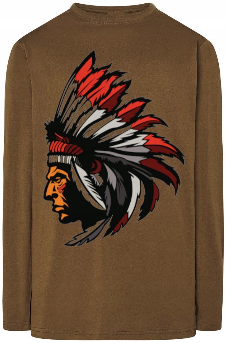 Longsleeve męski nadruk Indianin Modny Rozm.M