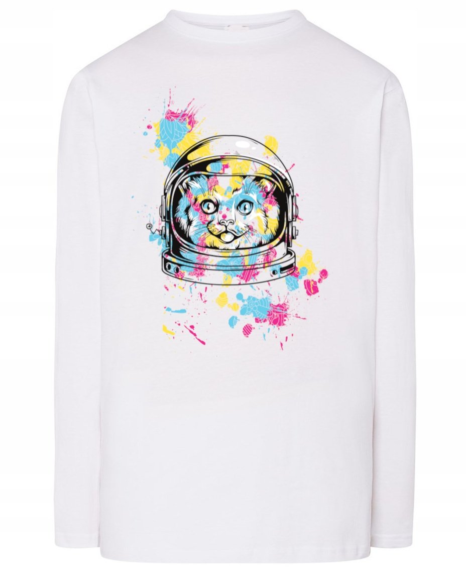 Longsleeve kolorowy nadruk KOT ASTRONAUTA r.XXL