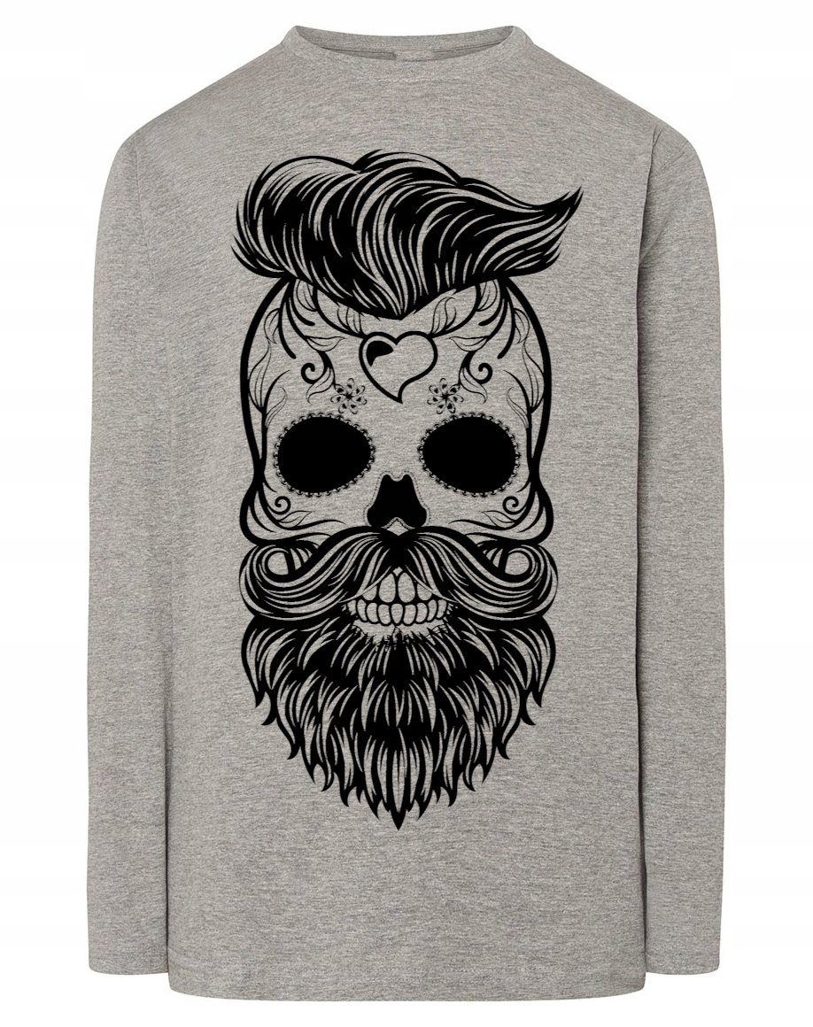 Longsleeve męski nadruk Czaszka Broda r.M