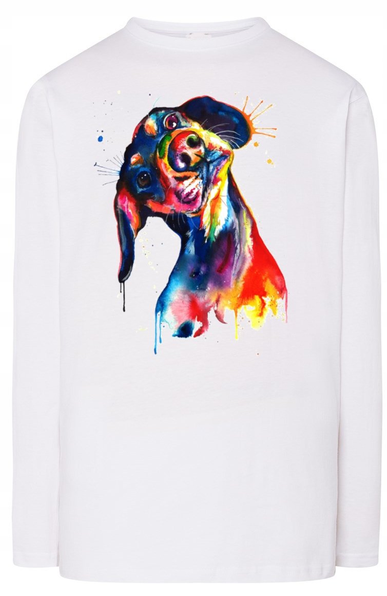 Longsleeve męski nadruk pies Jamnik r.4XL
