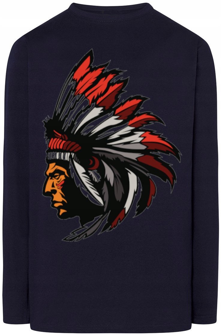 Longsleeve męski nadruk Indianin Modny Rozm.S