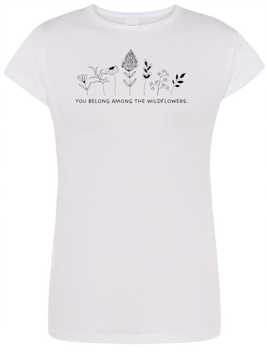 T-Shirt damski nadruk KWIATKI KWIATY r.S