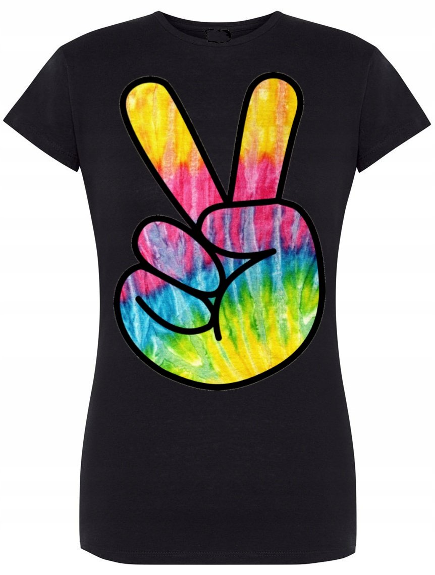 T-Shirt damski Tie Dye Peace Znak Pokoju R.S