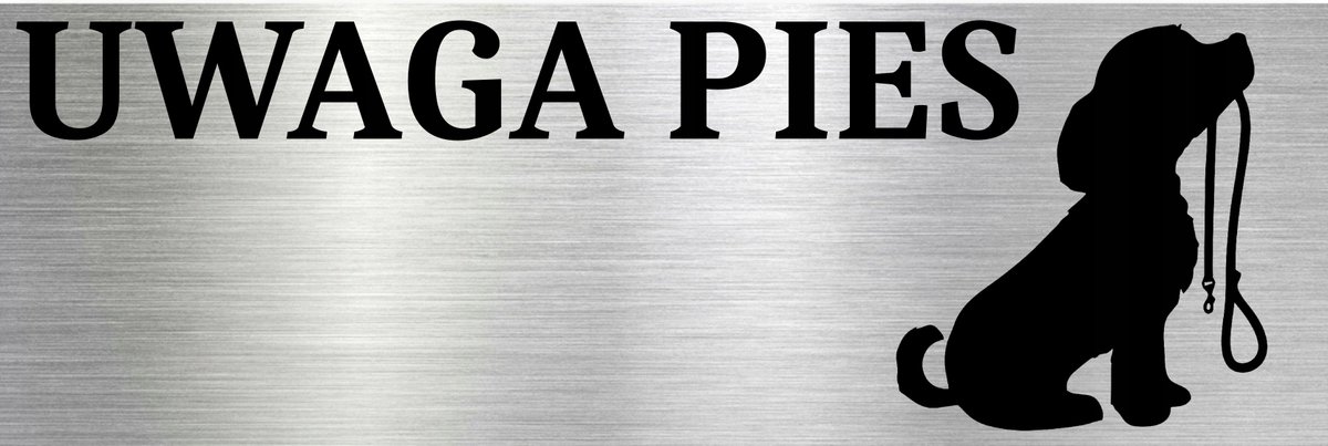 Tabliczka aluminiowa na bramę Uwaga Pies Srebrna Złota 15x10 Nierdzewna