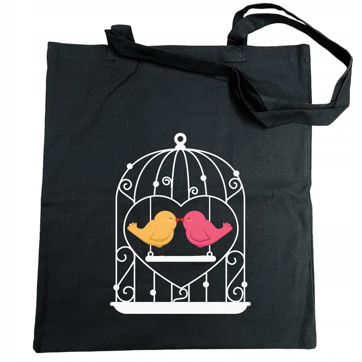 Walentynki Torba na zakupy nadruk Ptaszki w Klatce