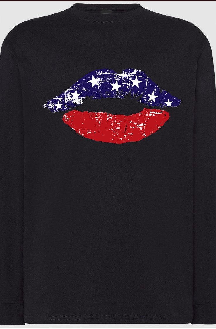 USA Flaga Usta Bluza Longsleeve Modna r.XL
