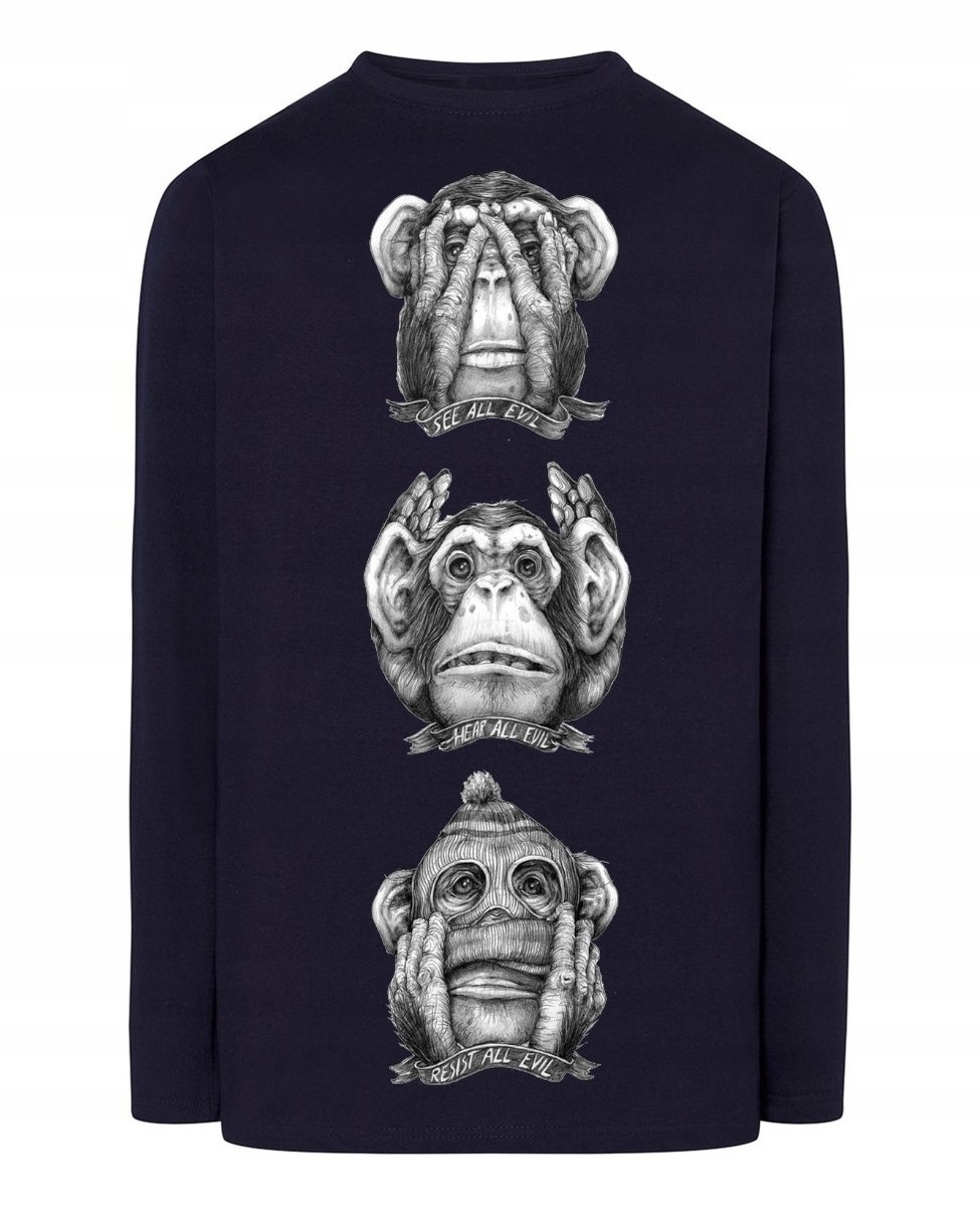 Longsleeve męski nadruk Małpa Rozm.S