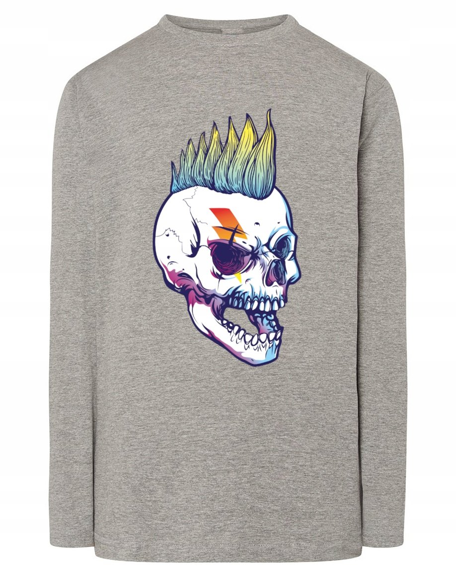 Longsleeve męski nadruk Czaszka Irokez r.M
