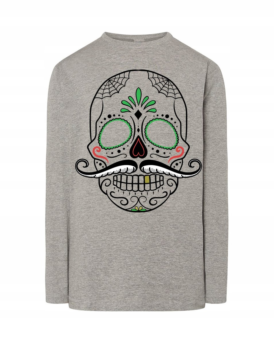 Longsleeve kolorowy fajny nadruk CZASZKA r.3XL