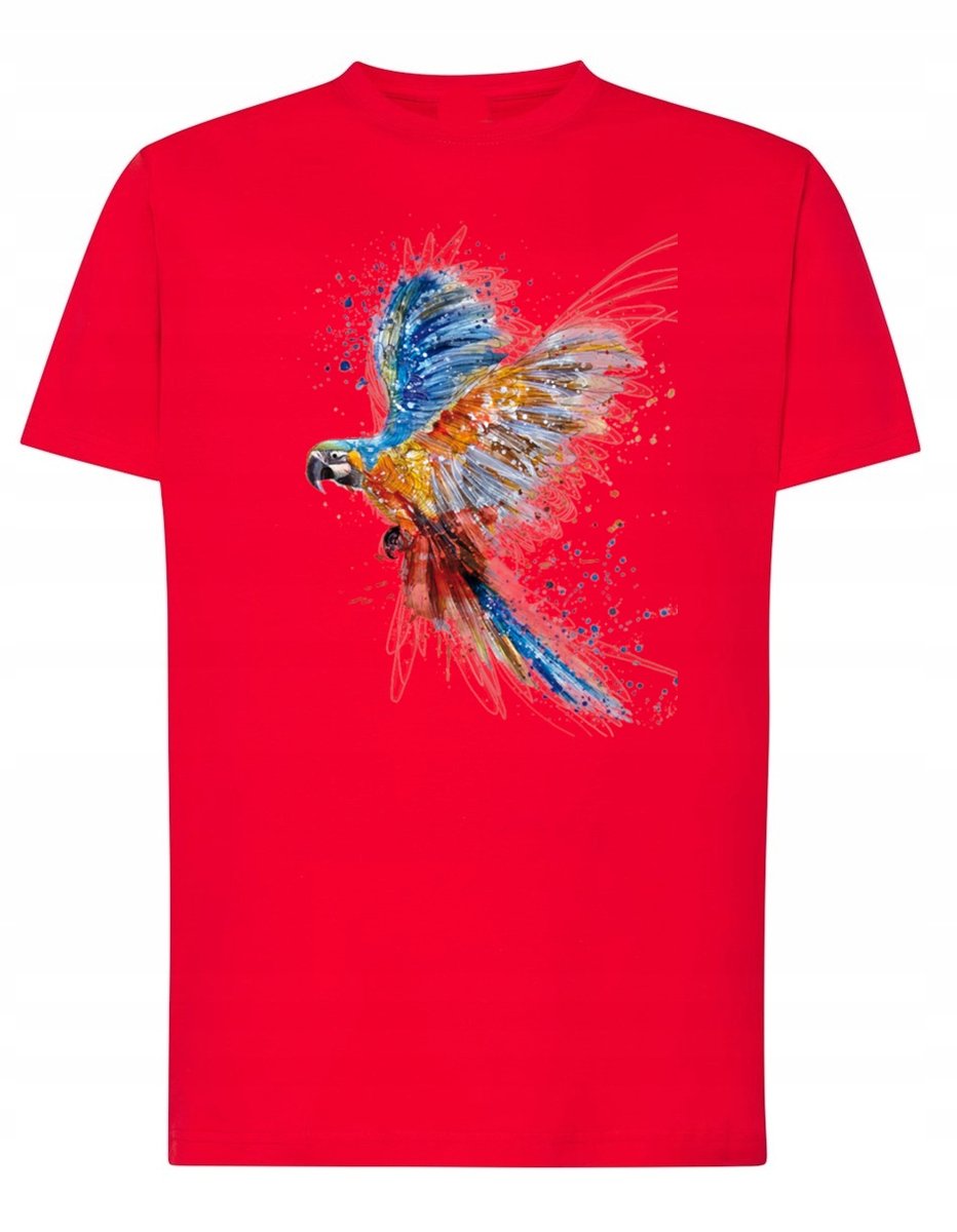 T-Shirt męski nadruk zwierzę Kolorowa PAPUGA r.S