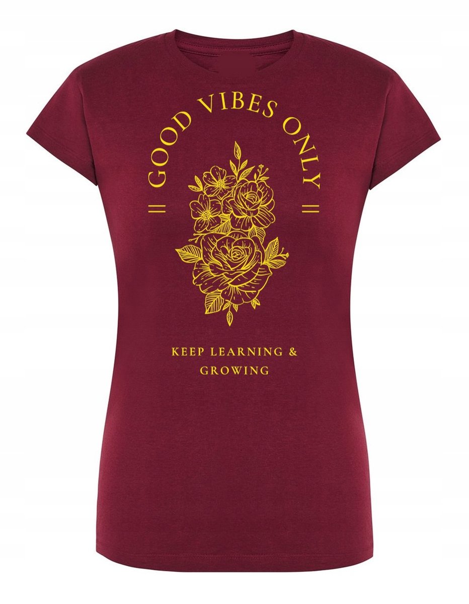 T-Shirt damski nadruk Good Vibes Only KWIATY r.M