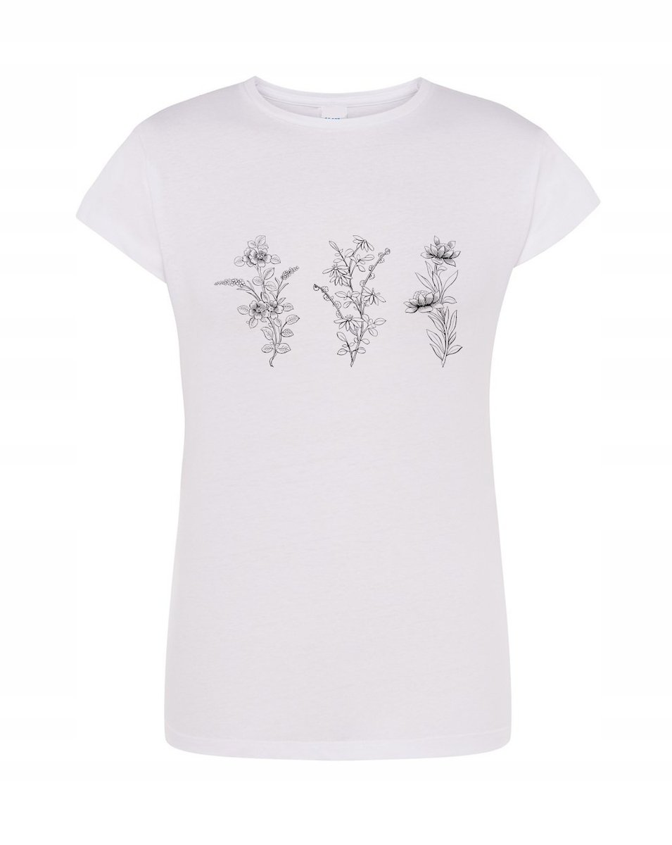 T-Shirt damski fajny nadruk Kwiatki r.L
