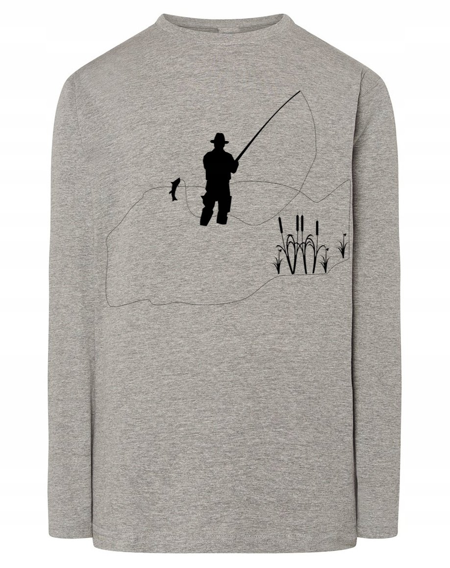Longsleeve męski nadruk WĘDKARZ WĘDKOWANIE r.L