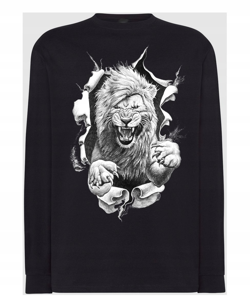 Longsleeve męski nadruk Dziki Lew r.4XL