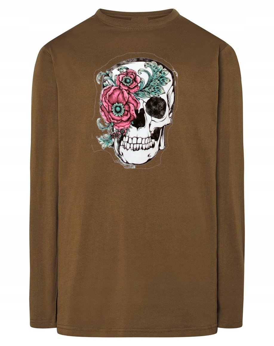 Longsleeve męski nadruk Czaszka z Kwiatami r.3XL