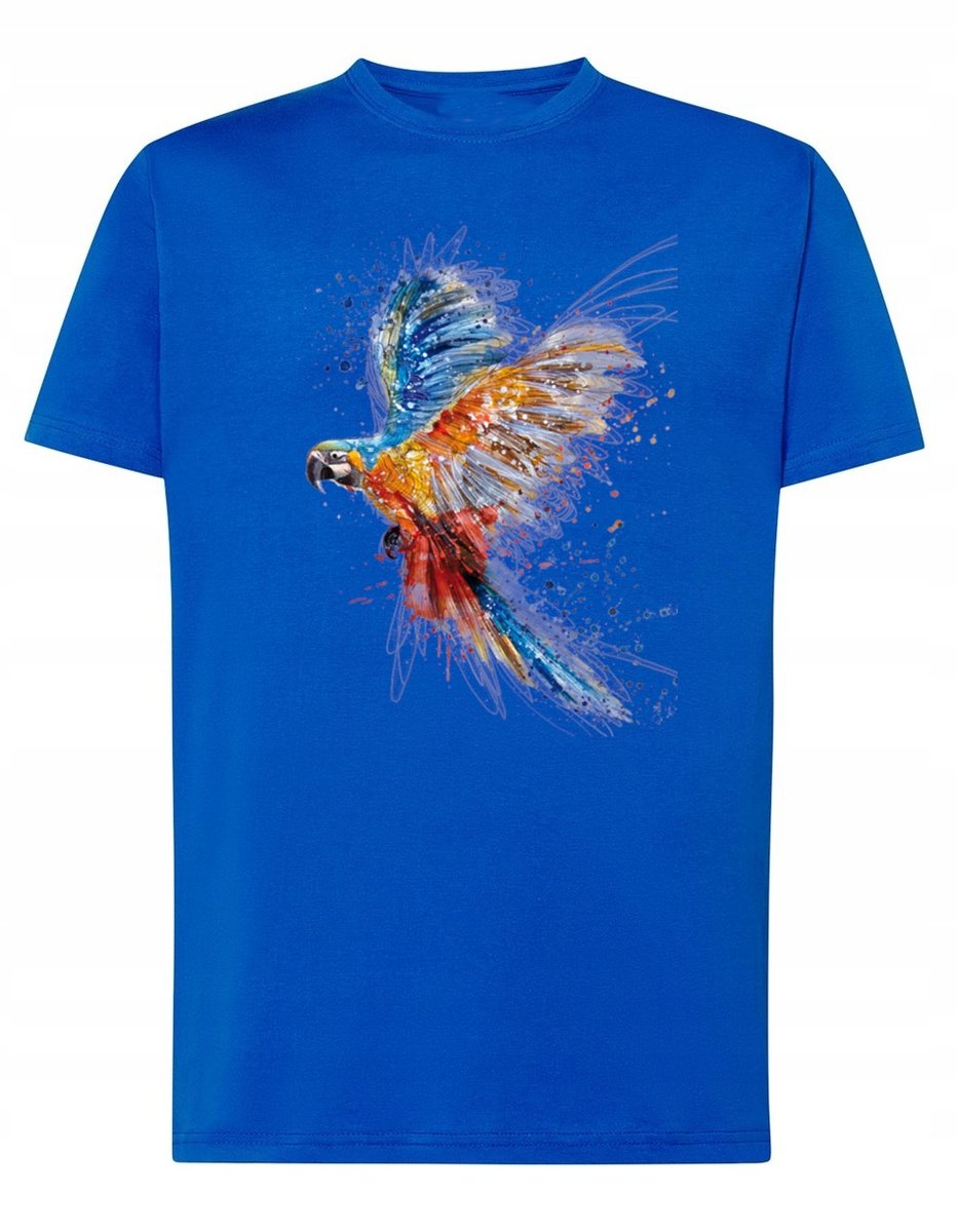 T-Shirt męski nadruk zwierzę Kolorowa PAPUGA r.XS
