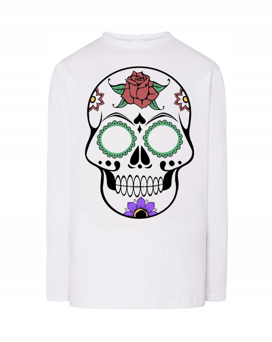 Longsleeve męski kolorowy nadruk CZASZKA r.5XL