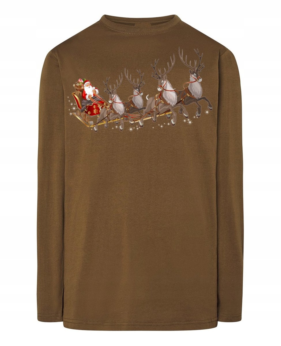 Longsleeve męski nadruk Mikołaj i Renifery R.XS