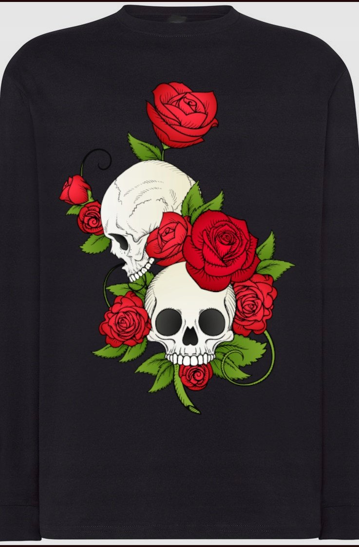 Bluza Longsleeve Róże Czaszki Modna Rozm.M