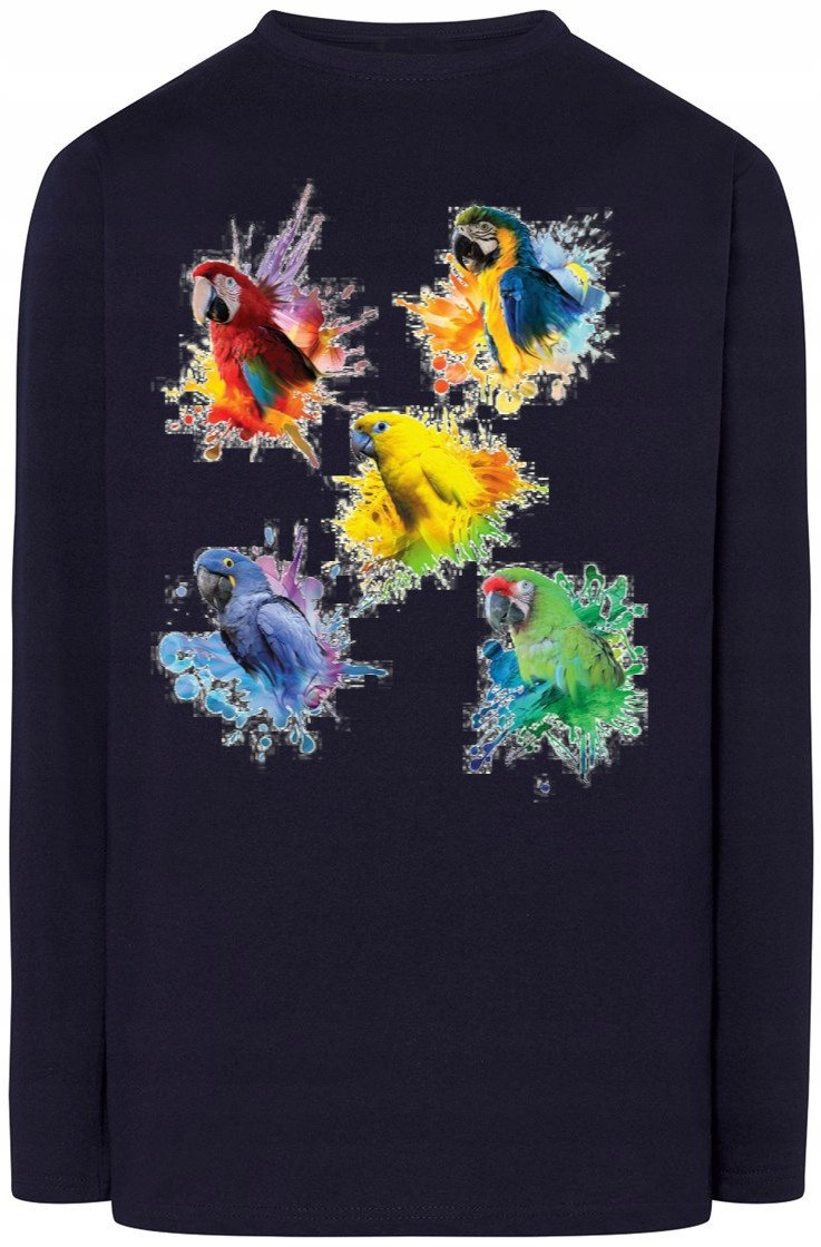 Papugi Męski Kolorowy Longsleeve Modny Rozm.M