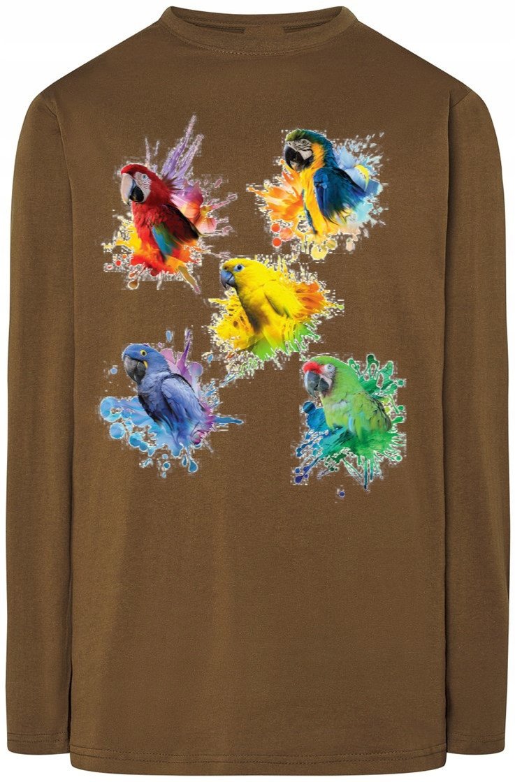 Papugi Męski Kolorowy Longsleeve Modny Rozm.XS
