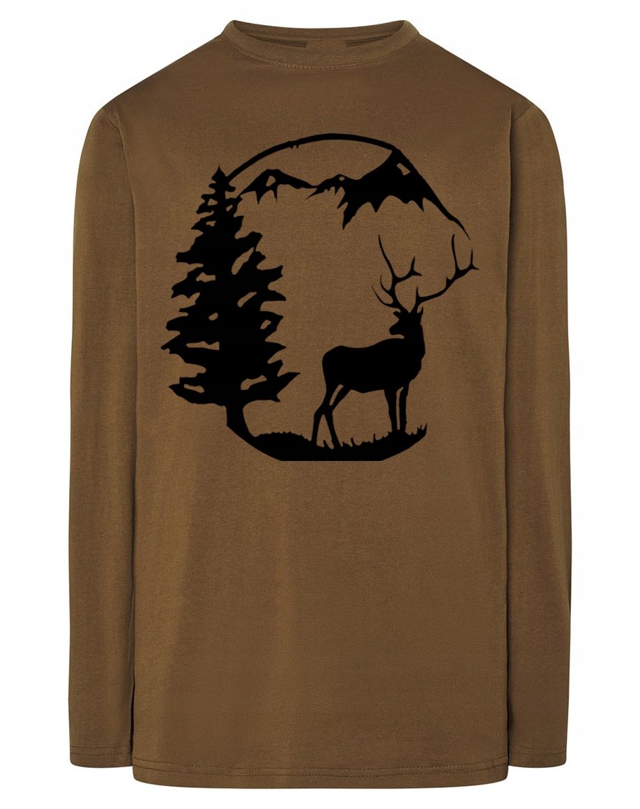 Longsleeve męski nadruk góry Jeleń r.XXL