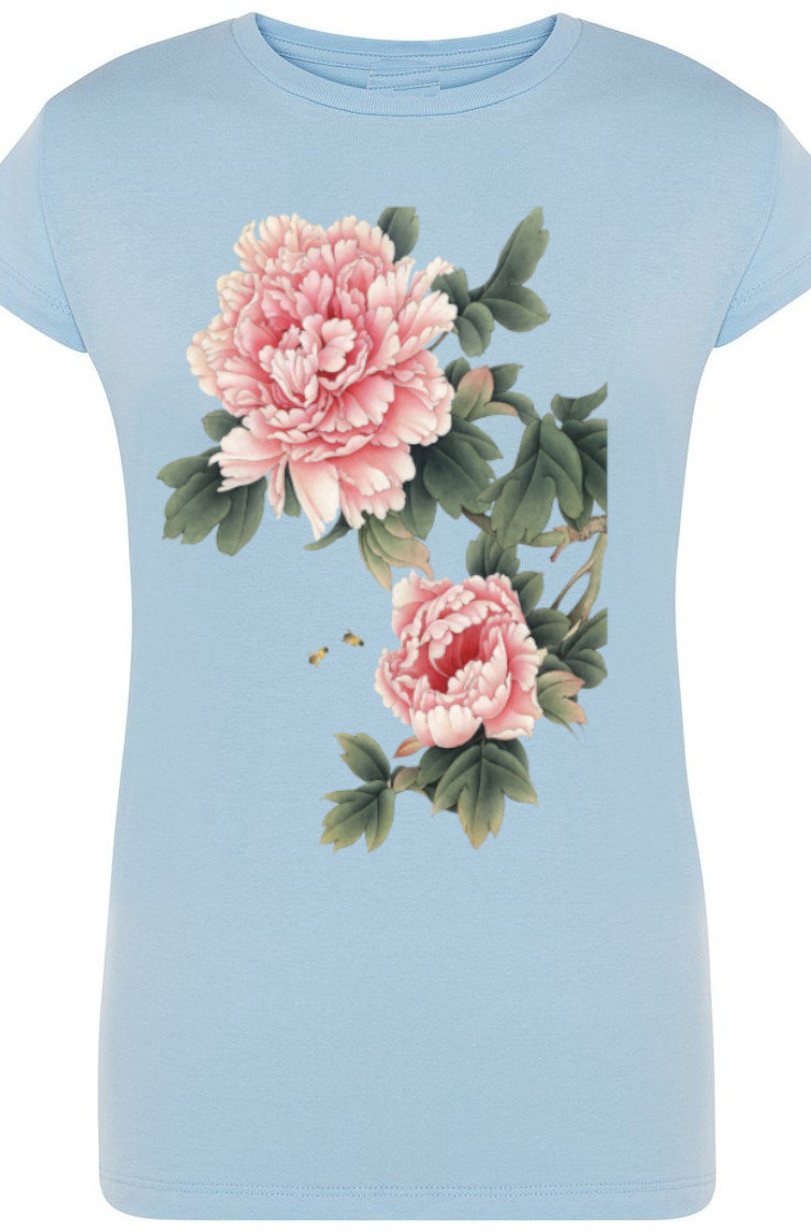 T-Shirt Damski Modny Kwiaty Nadruk Rozm.L