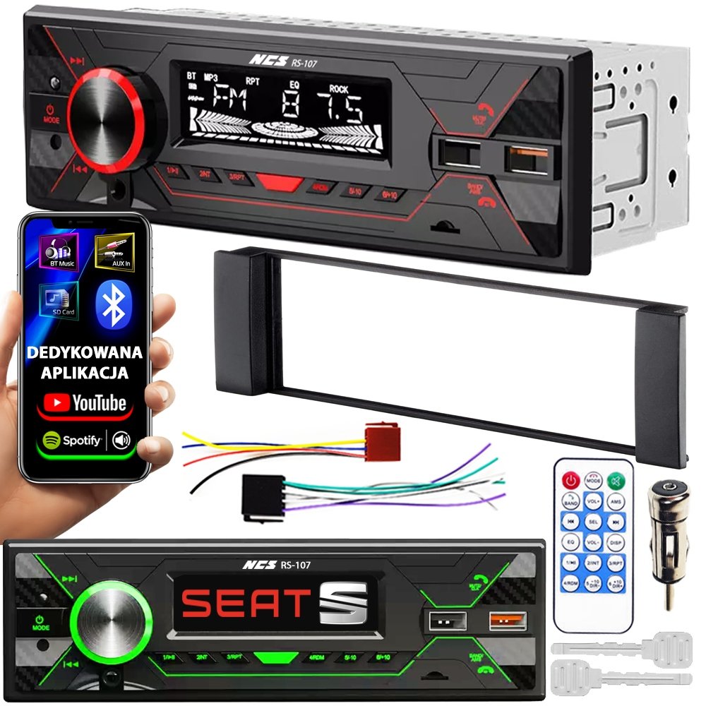 Radio samochodowe 1DIN NCS RS-107 Seat Lean 1 I Toledo 2 II Bluetooth USB / Audi A3 8L Audi A6 C5