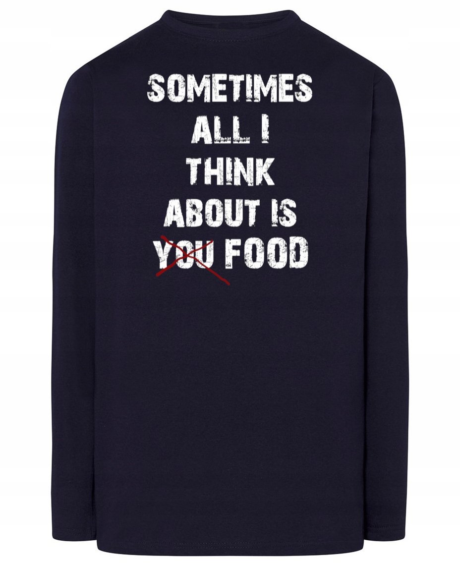 Longsleeve zabawny nadruk napis JEDZENIE r.XS