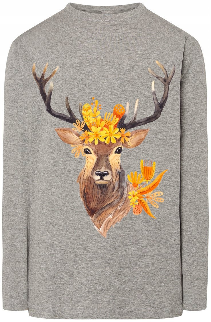 Kolorowy Jeleń Męski Longsleeve Modny Rozm.5XL