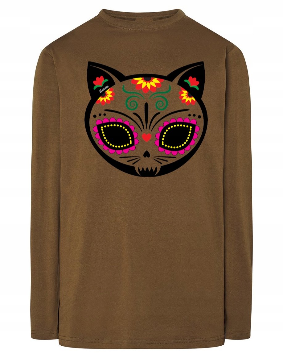 Longsleeve kolorowy nadruk KOT CZASZKA r.XL