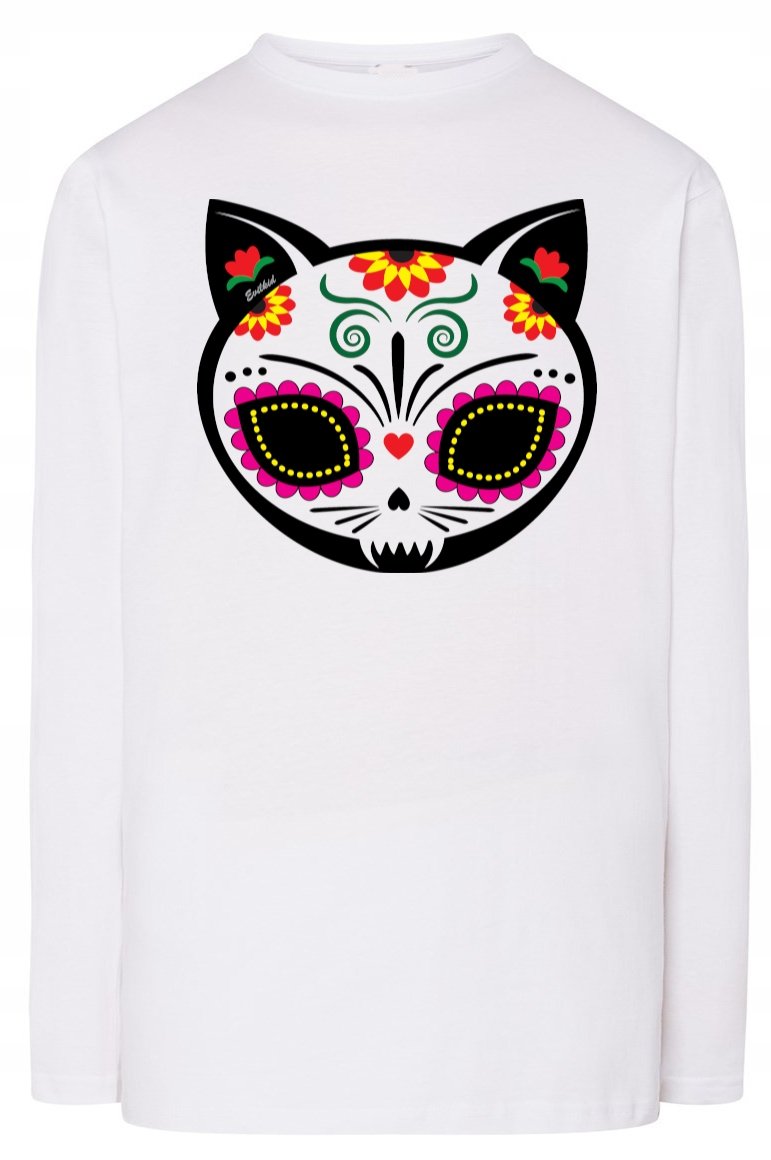 Longsleeve kolorowy nadruk KOT CZASZKA r.4XL
