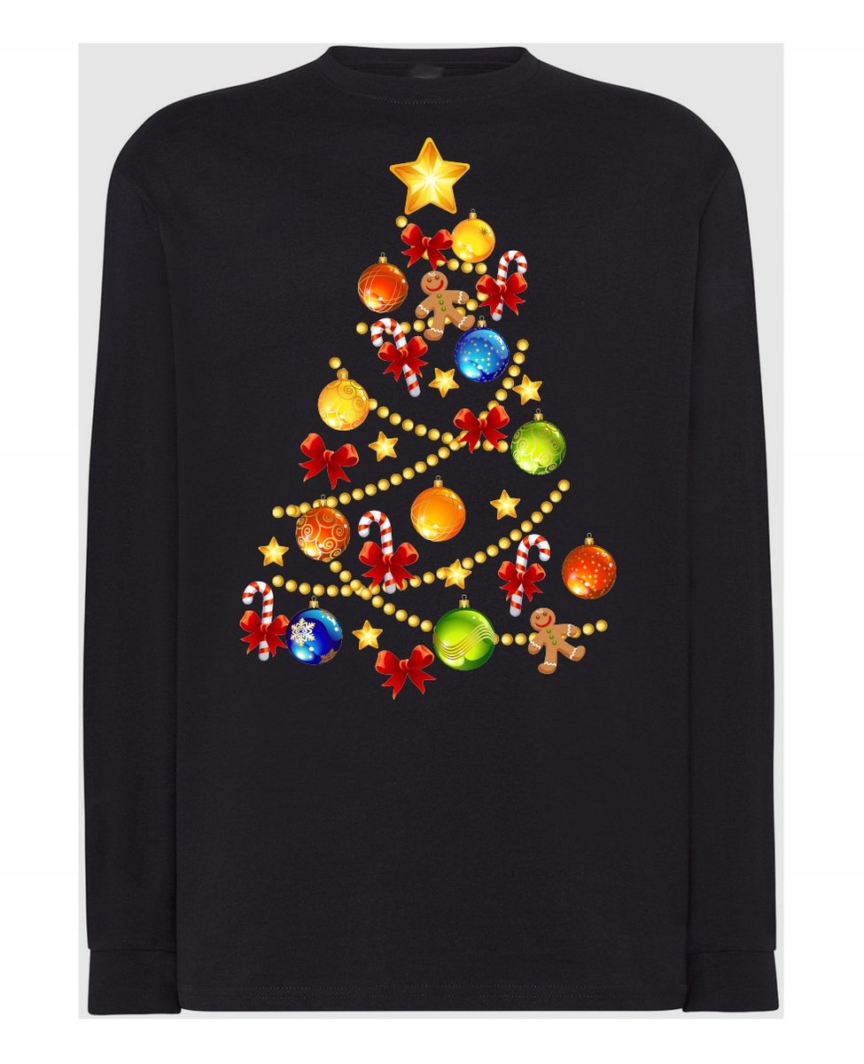 Longsleeve męski nadruk Świąteczny Choinka R.XXL
