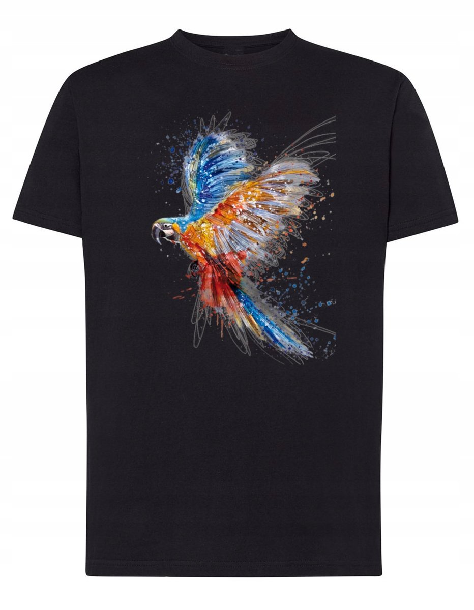 T-Shirt męski nadruk zwierzę Kolorowa PAPUGA r.M